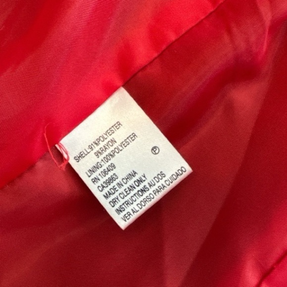 TAHARI ASL Women’s Red Tailored Inverted Lapel Collar Blazer Jacket Studded Sz 6 - Picture 8 of 12